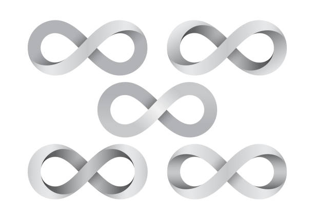 Set of Infinity signs made of different types of torsion. Vector illustration. Set of Infinity signs made of different types of torsion. Mobius strip symbols. Vector illustration isolated on a white background. infinity stock illustrations