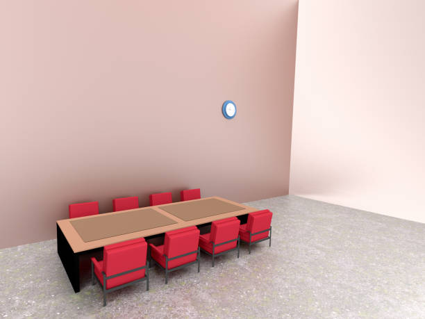 istock table and red chair in room, 3d rendering 1072511804
