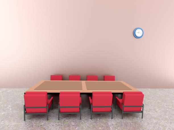 istock table and red chair in room, 3d rendering 1072515116