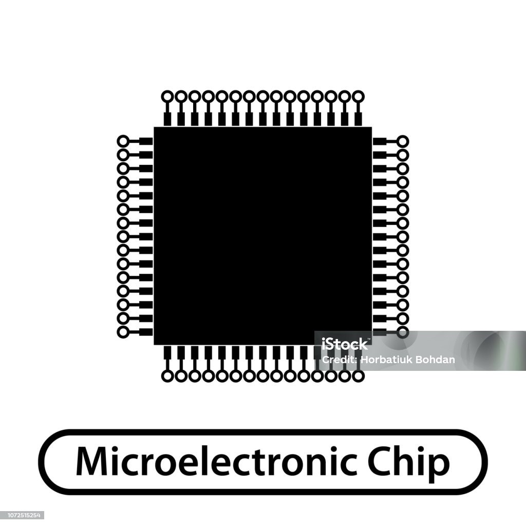 Microelectronics Chip Microelectronic Chip Schematic Image Isolated Stock Illustration ...