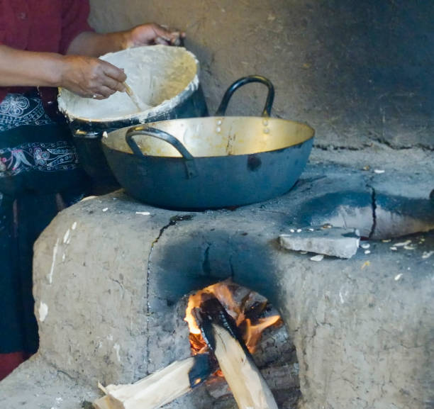 istock Native Peruvian woman preparing Cachangas aka fried bread on a primitive stone oven 1072517778