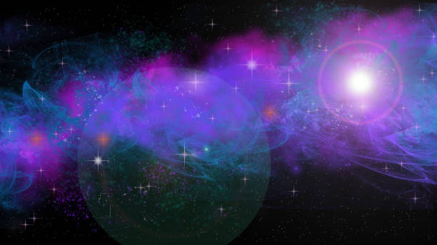 istock Nebula in Outer Space with Lens Flare and Stars - Fantasy Space Scene 1072525624