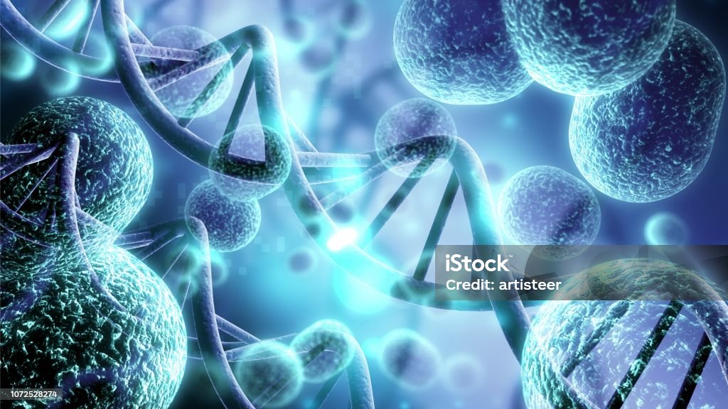Cell. Close-up of virus cells or bacteria on light background Bacterium Stock Photo