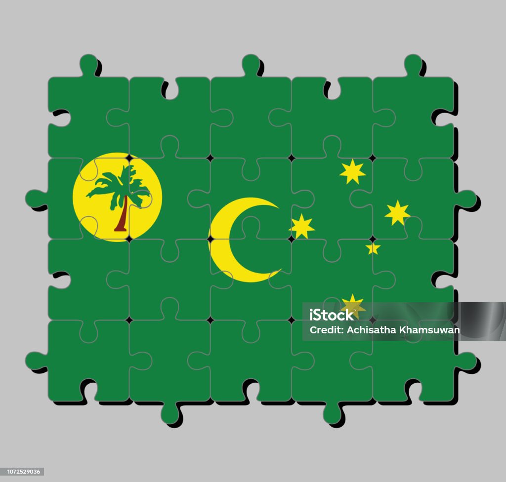 Sui ik ga akkoord met Revolutionair Puzzel Van Cocos Islands Vlag In Een Palmboom Op Een Gouden Schijf En  Sikkel Zuiderkruis Op Groen Stockvectorkunst en meer beelden van Abstract -  iStock