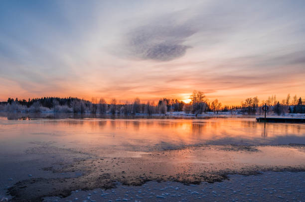 istock beautiful sunset over a snowy and cold sweden 1072532996