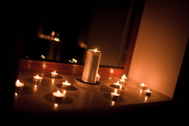 istock Candles by the mirror. Romantic date 1072533034