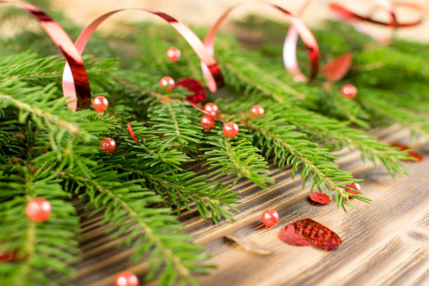 istock Christmas background with fir branches 1072534336