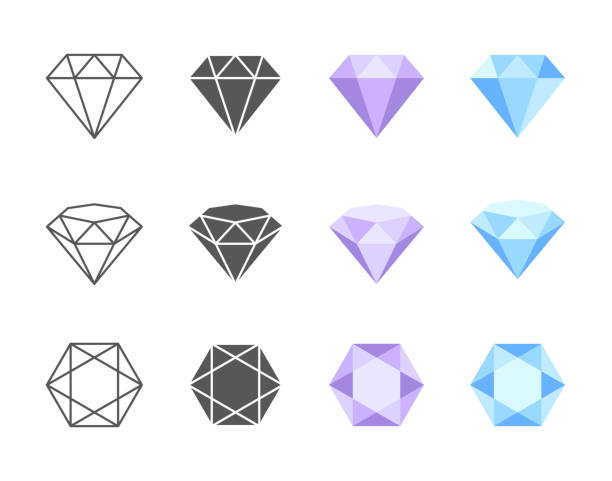 vektor-diamond bunte icons - schmuckstein stock-grafiken, -clipart, -cartoons und -symbole