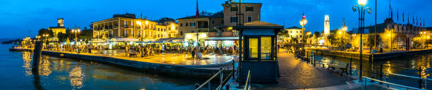 Waterbus or Vaporetto stop heading on Venice Island. This is one of the waterbus stops at Bacini where Vaporettos stop to pick up ferry passengers and take them around Venice.
