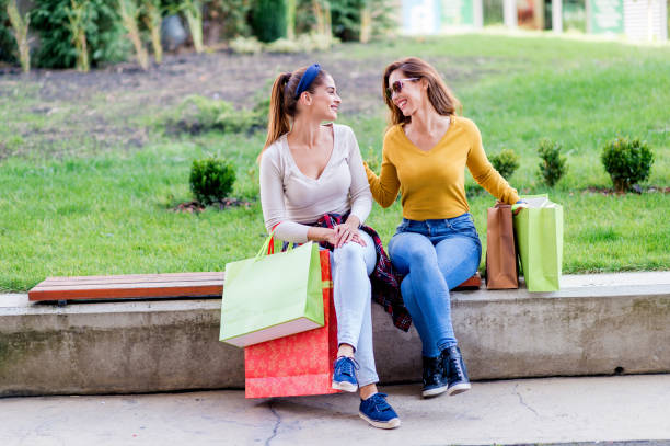 istock Beautiful women after shopping 1072548518
