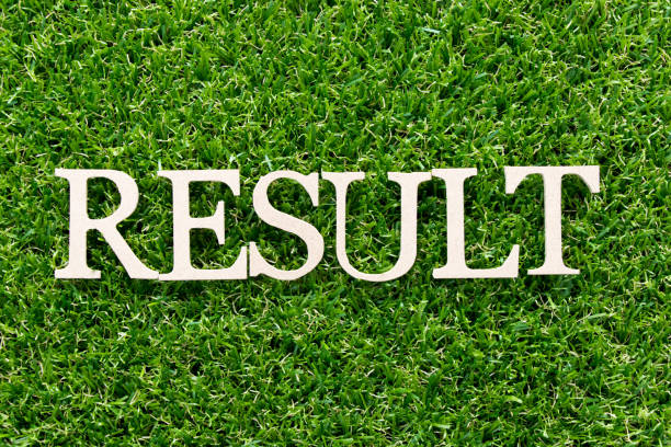 istock Wood alphabet in word result  on artificial green grass background 1072556138