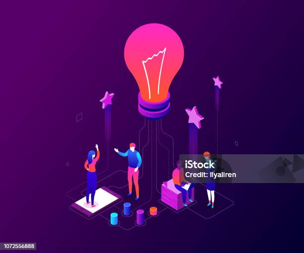 Creative Team Modern Colorful Isometric Vector Illustration Stock ...