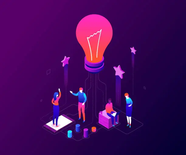 Vector illustration of Creative team - modern colorful isometric vector illustration