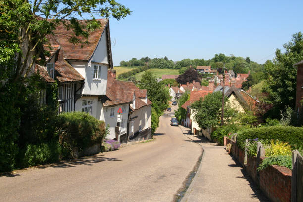 カージーのメインストリートを見下ろす - suffolk east anglia rural scene non urban scene ストックフォトと画像