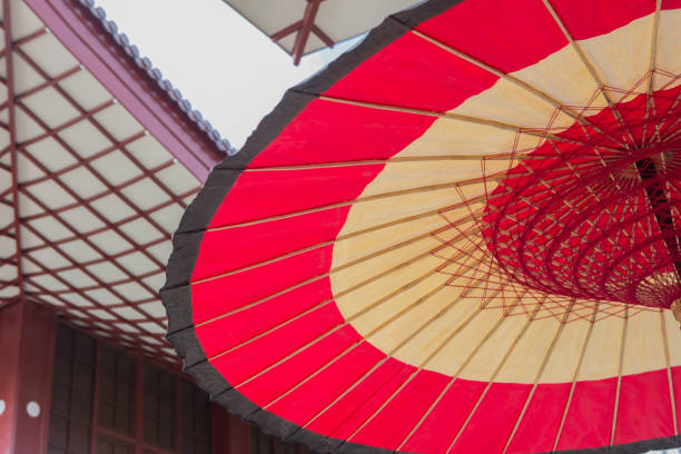 istock Red traditional Japanese paper umbrella 1072585284