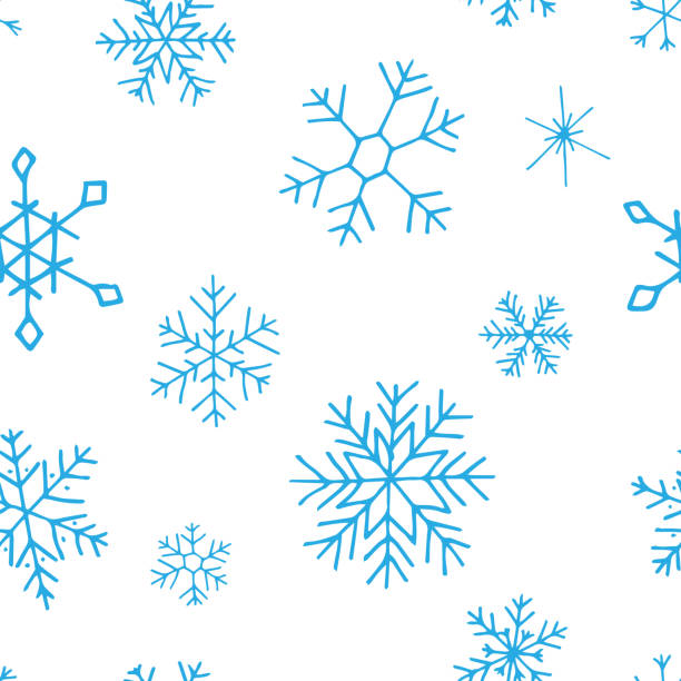 istock Collection of blue christmas snowflakes, modern flat design. Seamless pattern. 1072586338