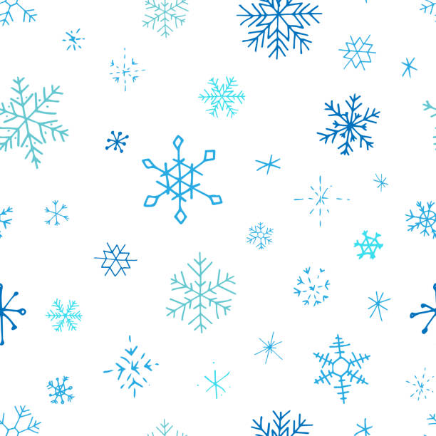 istock Collection of blue christmas snowflakes, modern flat design. Seamless pattern. 1072586654