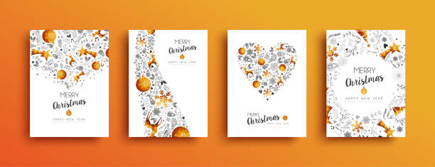 クリスマスと新年のグリーティング カード セット - year 2012点のイラスト素材／クリップアート素材／マンガ素材／アイコン素材