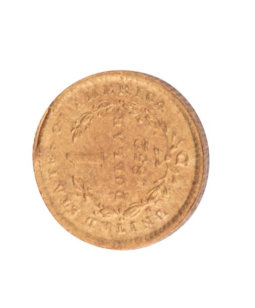 istock one gold 1852 dollar coin isolated on white background 1072595082