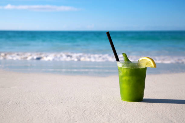 istock Frozen Mojito Cocktail on  a Tropical white sand beach 1072595720