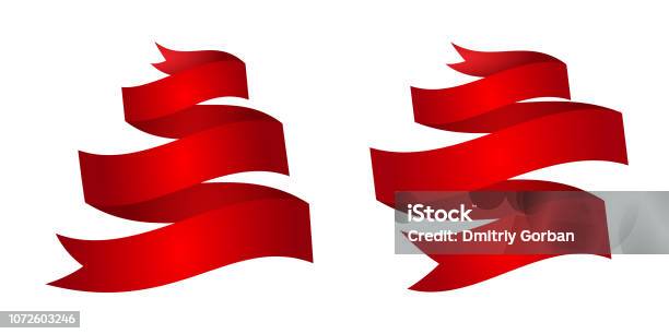 Two Red Set Of Two Red Ribbons Stock Illustration - Download Image Now - Art ...