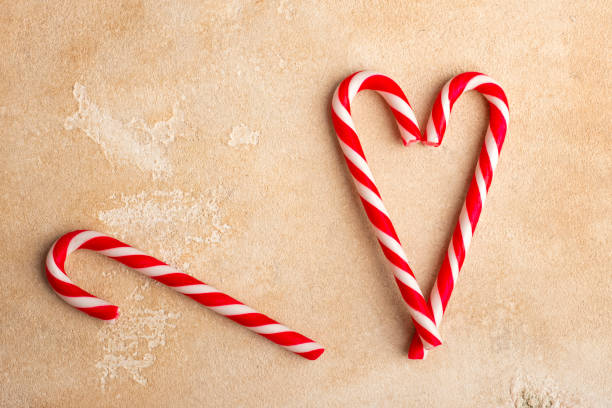 istock Peppermint Candy Canes in Heart Shapes. Christmas 1072605848