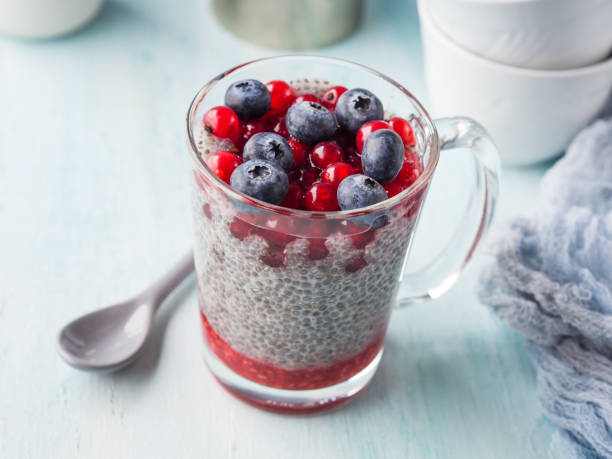 istock Almond milk chia pudding with fresh berries 1072613600