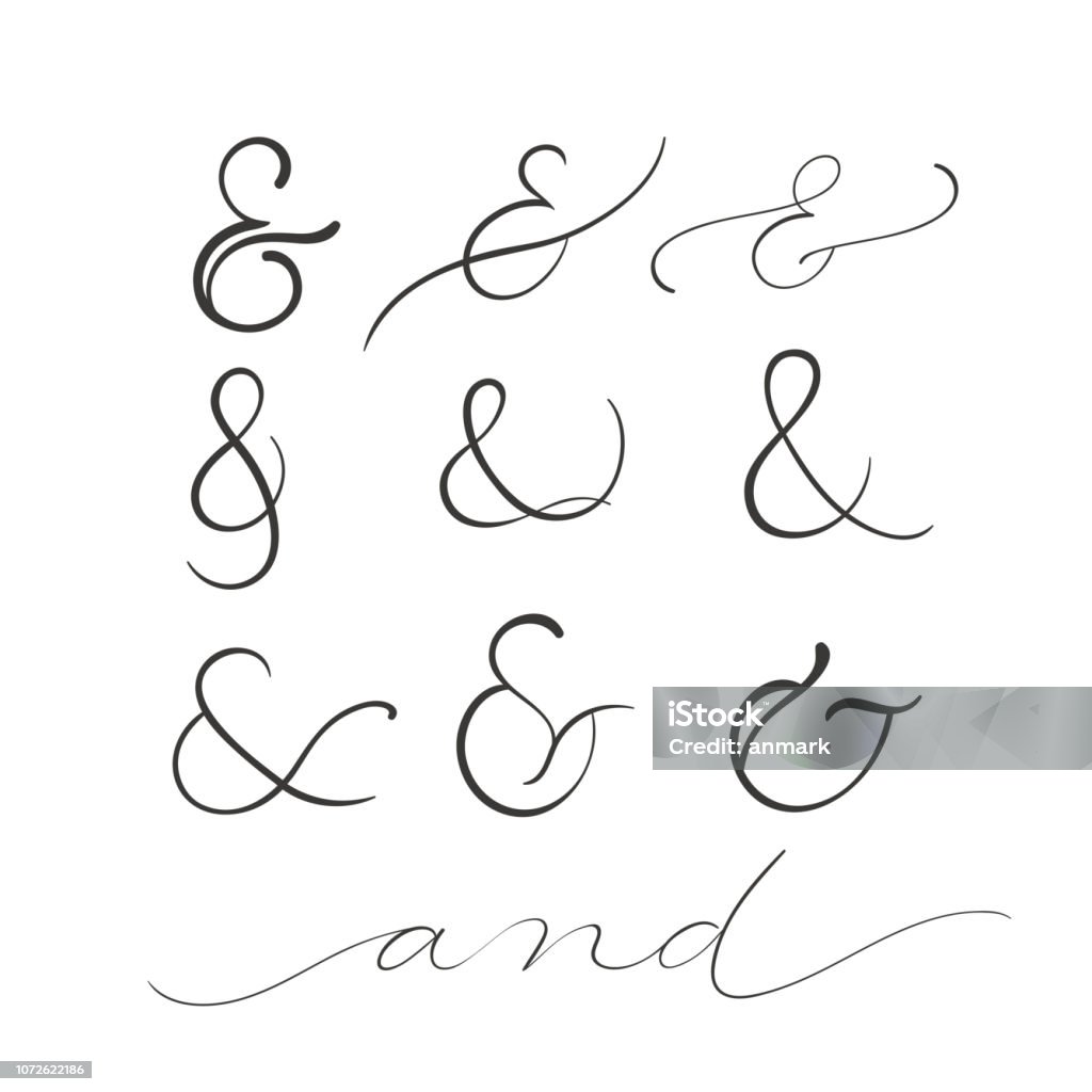 collection of decoration ampersands. Hand drawn illustration collection of decoration ampersands. Hand drawn illustration isolated on white Ampersand stock vector
