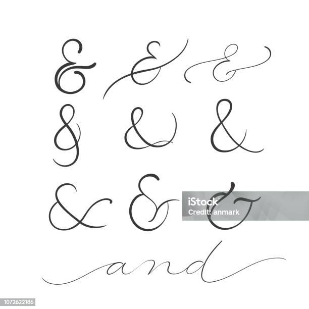 Collection Of Decoration Ampersands Hand Drawn Illustration Stock Illustration - Download Image Now
