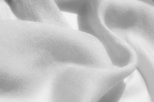 istock Texture, background, pattern. Fabric - silk light. Italian white fabric with white tones is a small floral pattern. Solid Silk Charmeuse fabric - light silver lining 1072626772