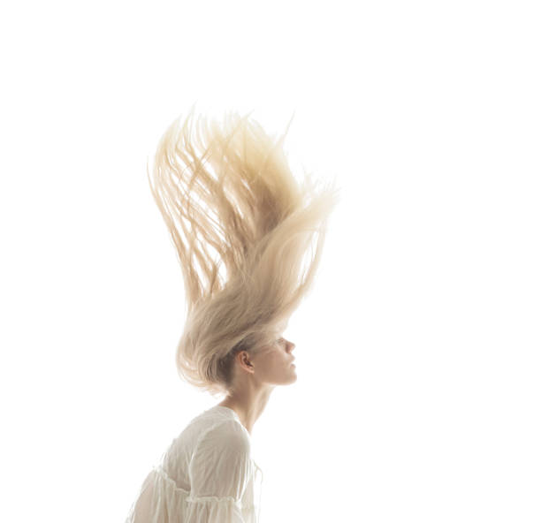 Young Beautiful Women With Flying Hair Stock Photo - Download Image Now -  Women, Blond Hair, White Background - iStock