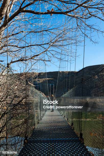 Star Mine Suspension Bridge In Drumheller Valley Of The Canadian Badlands Alberta Canada Stock Photo - Download Image Now