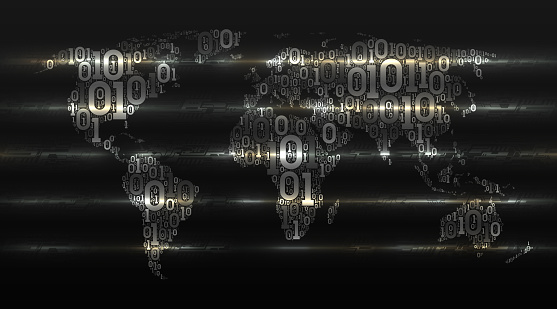 Maps With Binary Code World Map With Continents From A Binary Code With A Background Of ...