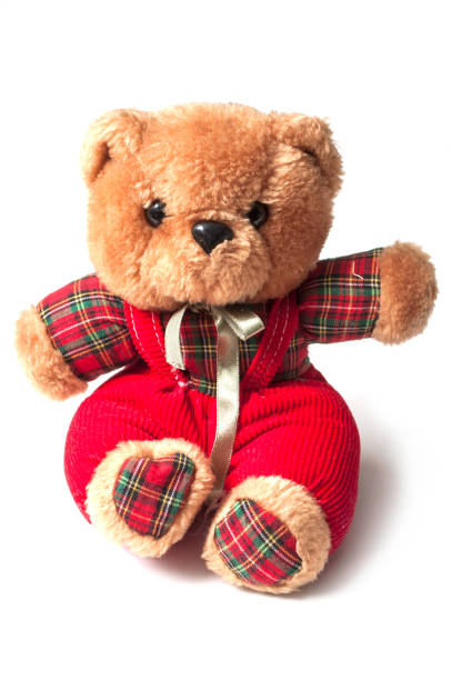 istock teddy bear with red costume on white background 1072644048