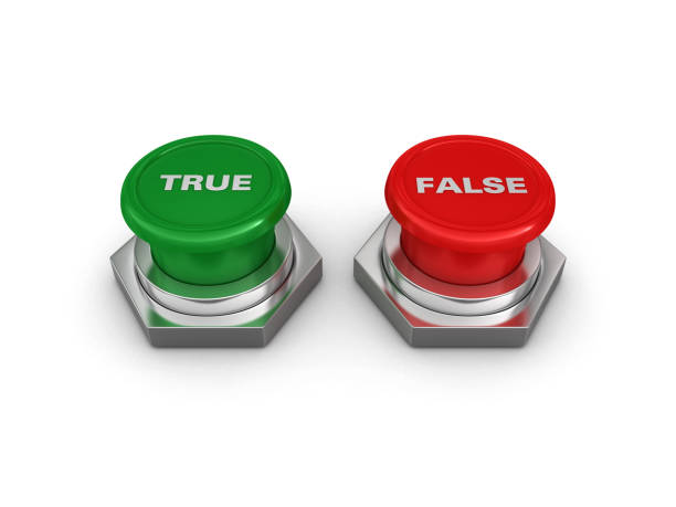 falso verdadero botones - render 3d - artificial true truth correct fotografías e imágenes de stock