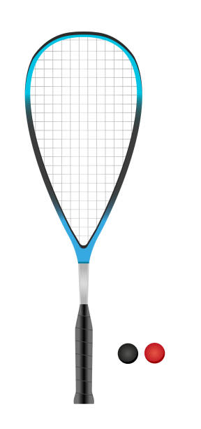 illustrazioni stock, clip art, cartoni animati e icone di tendenza di racchetta da squash o racket e due palline - tennis court tennis racket forehand