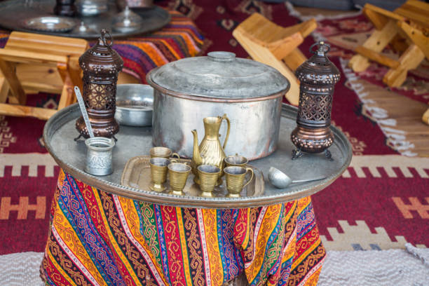 istock Ottoman style silver and copper utensils on display 1072649714