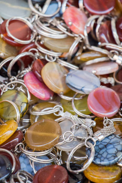 istock Key holder ring attached to a semi precious stone 1072649736