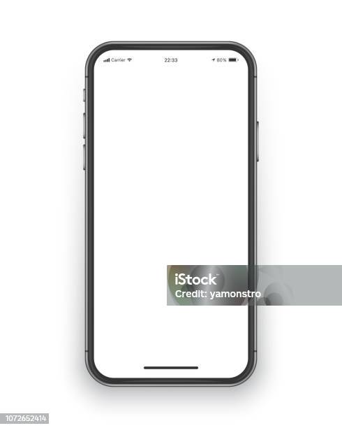 Frameless Smartphone Screen Vector Mockup Stock Illustration - Download Image Now - Smart Phone, Mobile Phone, Telephone