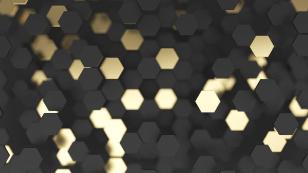 istock Abstract lux background with black and gold 3d hexagons 1072659186