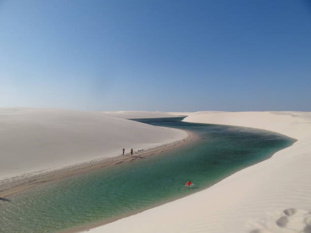 Lençois Maranhenses - Maranhão - Brazil Lençois Maranhenses - Maranhão - Brazil. Crystalline water accumulated from the rain in a desert with white and fine sands. Sunny and hot day, blue sky. brazil desert maranhao state national park stock pictures, royalty-free photos & images