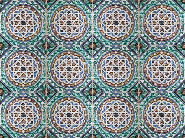 istock Old ceramic tiles with abstract pattern. Vintage glazed tiles texture and background. 1072664610