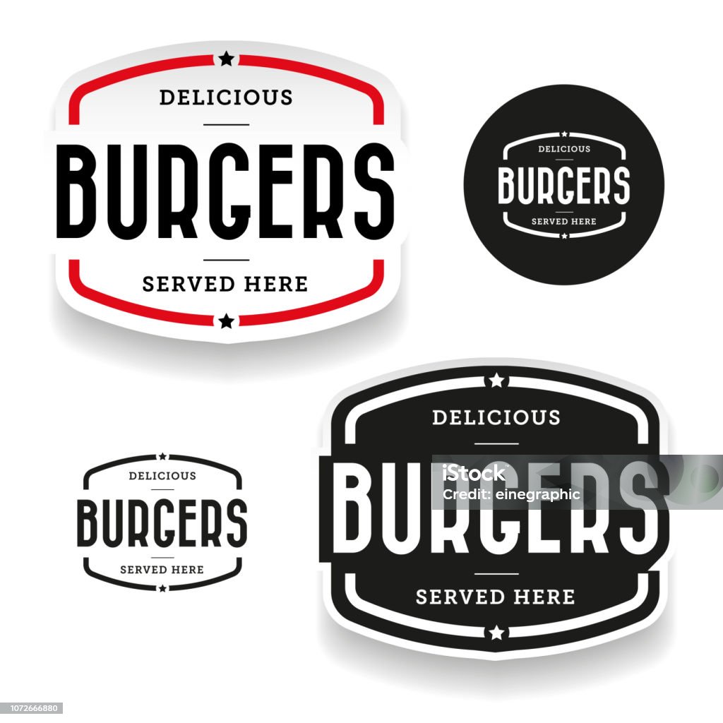 Jeu de hamburgers étiquette vintage - clipart vectoriel de Logo libre de droits