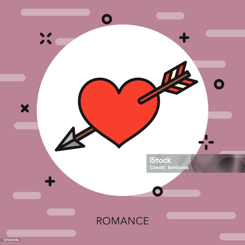Romance Thin Line France Icon A flat design/thin line icon on a colored background. Color swatches are global so it’s easy to edit and change the colors. File is built in CMYK for optimal printing and the background is on a separate layer. Arrow Symbol stock vector