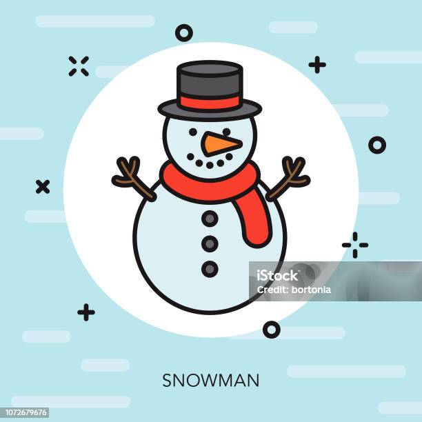 Snowman Thin Line Winter Icon Stock Illustration - Download Image Now - Snowman, Outline, Line Art