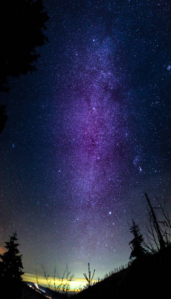 istock Milky Way over forest in mountain 1072680904