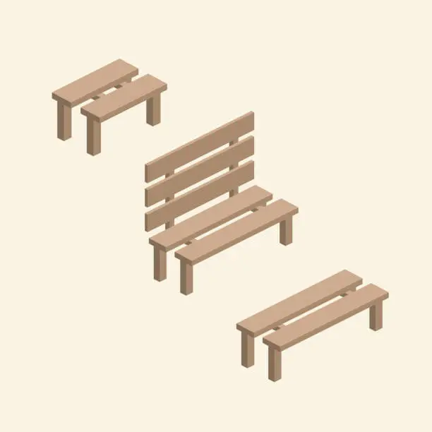 Vector illustration of Isometric Bench Set