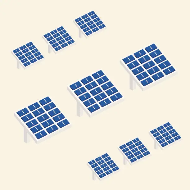 Vector illustration of Isometric Solar Panels