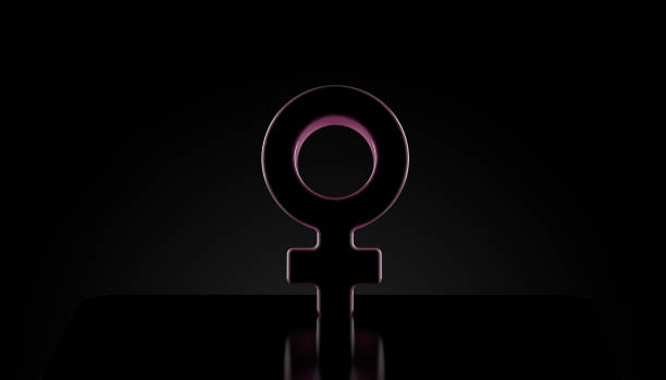 istock Female gender symbol on black background 1072698564