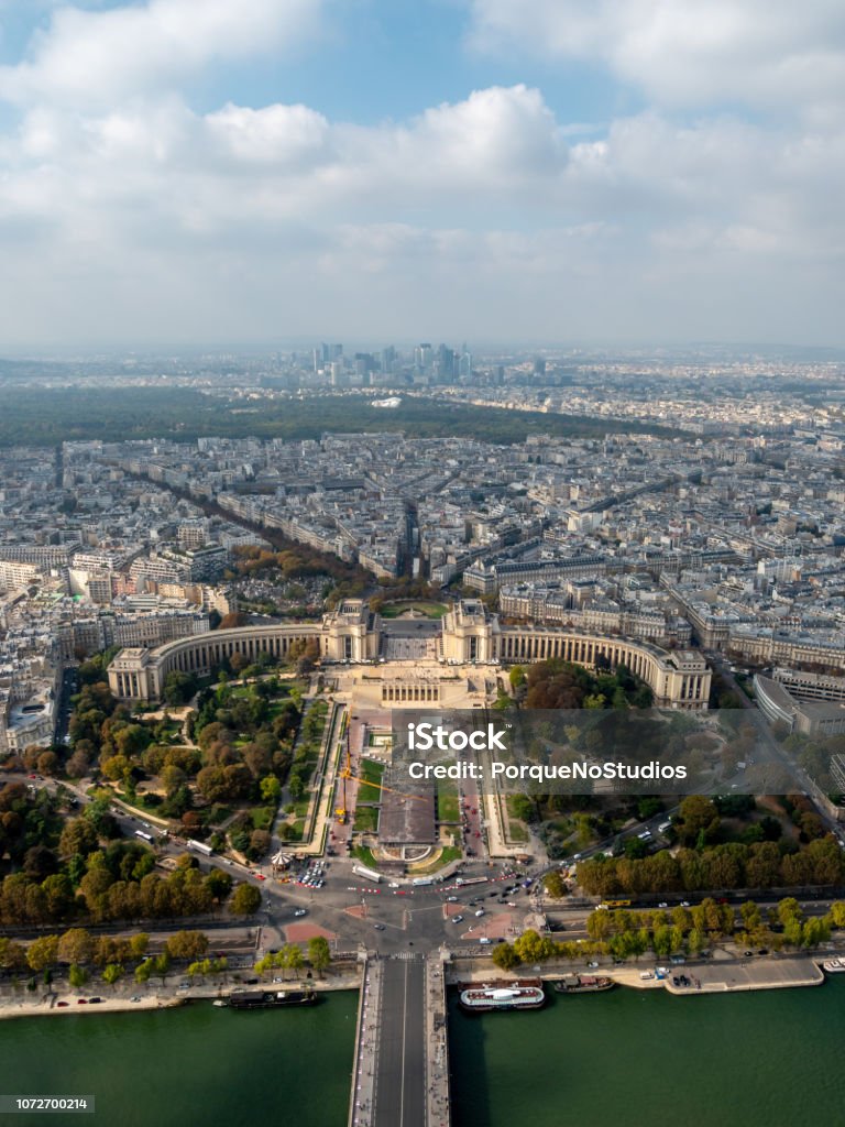 View of the Musée national de la Marine From the Top of the Eiffel Tower Aerial View Stock Photo